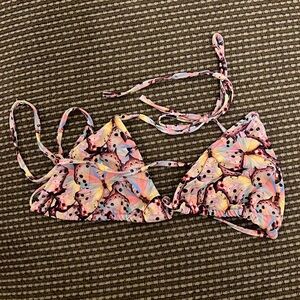EUC Brittany Allen triangle bikini top size XS butterflies
